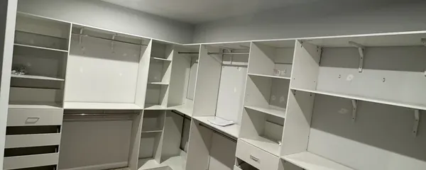 White closet shelving installed