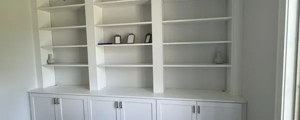 Built-in bookcases and cabinets finished